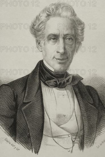 Francisco Martinez de la Rosa (1787-1862). Spanish statesman and dramatist. He was the first President of the Spanish Council of Ministers. Portrait. Drawing by Llanta. Lithography. ""Cronica General de Espana, Historia Ilustrada y Descriptiva de sus Provincias. Andalucia"", 1869.