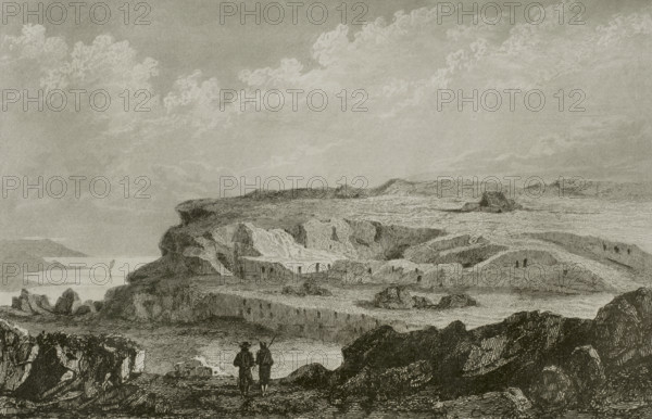 Rabat, Malta. Bingemma hill. Engraving. Lemaitre direxit. History of Malta and Gozo, by Frederic Lacroix. Panorama Universal, Spanish edition, printed in Barcelona, 1850.
