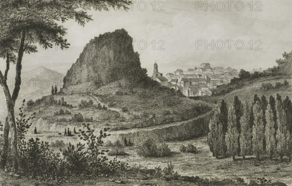 Sardinia. Codrongianos. Drawing by Vormser. Engraving by Ales. Lemaitre direxit. History of Malta and Gozo, by Frederic Lacroix. Panorama Universal, Spanish edition, printed in Barcelona, 1850.