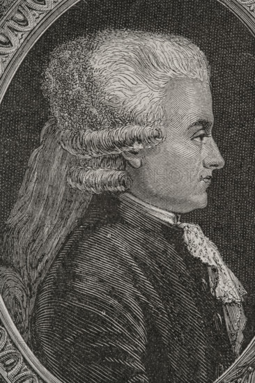 Jean-Jacques Duval d'Epremesnil (1745-1794). French magistrate and politician. Deputy at the Estates General of 1789 (7 May 1789 to 30 September 1791). The Revolutionary Tribunal condemned him to the guillotine. Portrait. Drawing by Hippolyte de la Charlerie. Engraving by Pannemaker. ""History of the French Revolution"". Volume I, 1876.