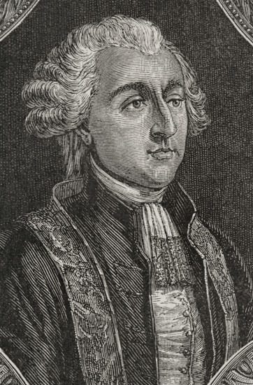 Stanislas de Clermont-Tonnerre (Stanislas Marie Adelaïde, Count de Clermont-Tonnerre) (1757-1792). French military officer and politician, supporter of constitutional monarchy. He was elected in 1789 as the first deputy of the nobility of Paris to the Estates General. President of the National Assembly on two occasions in 1789. Portrait. Drawing by Hippolyte de la Charlerie. Engraving by Pannemaker. ""History of the French Revolution"". Volume I, 1876.