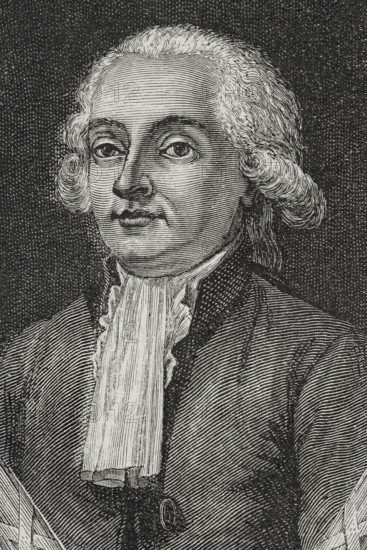 Isaac Le Chapelier (1754-1794). French jurist and politician. Deputy for the Third Estate to the Estates General of 1789. President of the Constituent Assembly (3 to 17 August 1789). Portrait. Engraving. Portrait. Engraving. ""History of the French Revolution"". Volume I, 1876.