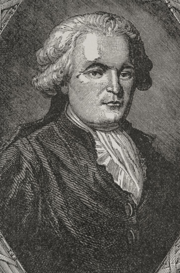 Jean Anthelme Brillat-Savarin (1755-1826). French jurist and politician. He had to go into exile in the United States when the Reign of Terror began in 1793. Author of the first treatise on gastronomy, ""Physiologie du goût’""(The Physiology of Taste), 1825. Portrait. Engraving by Pannemaker. ""History of the French Revolution"". Volume I, 1876.