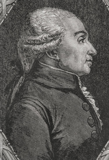 Jean-Baptiste Treilhard (1742-1810). French jurist and politician. He was elected deputy for the Third Estate of Paris to the Estates General of 1789 and then to the National Constituent Assembly. President of the National Convention (27 December 1792 to 10 January 1793). Portrait. Engraving by Pannemaker. ""History of the French Revolution"". Volume I, 1876.