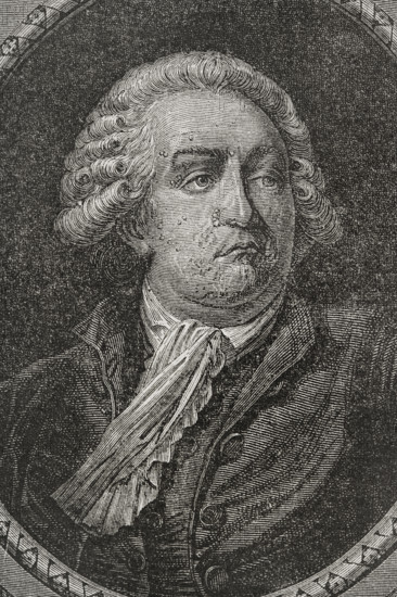 Honore-Gabriel Riqueti, comte de Mirabeau (1749-1791). French politician, leader of the early stages of the French Revolution. Portrait. Engraving by Pannemaker. ""History of the French Revolution"". Volume I, 1876.