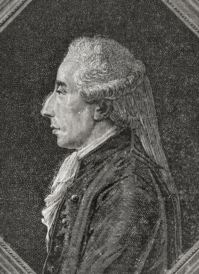 Jean Sylvain Bailly (1736-1793). French politician, scientist and academic. Mayor of Paris (1789-1791). Elected on 12 May 1789, first deputy of the Third Estate of Paris to the Estates General. President of the National Assembly (17 June to 3 July 1798). Called to testify during the trial of Marie-Antoinette, he refused to testify against her and deposed in her favour, which led to his trial on 11 November 1793, sentenced to the guillotine and executed the following day. Portrait. Drawing by Hippolyte de la Charlerie. Engraving by Pannemaker. ""History of the French Revolution"". Volume I, 1876.