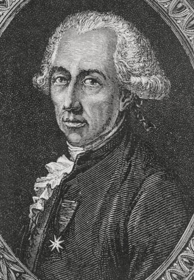 Louis-Alexandre de La Rochefoucauld d'Enville (1743-1792), 6th Duke of La Rochefoucauld. French nobleman and politician. Elected deputy of the nobility for Paris to the Estates General in 1789. He was executed on 4 September 1792, during the September Massacres. Portrait. Drawing by Hippolyte de la Charlerie. Engraving by Pannemaker. ""History of the French Revolution"". Volume I, 1876.