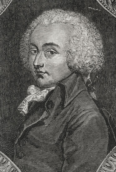 Alexandre de Beauharnais, Viscount of Beauharnais (1760-1794). French aristocrat, military officer and politician. Elected deputy to the Estates General in 1789, he became a member of the Constituent Assembly in which he supported the abolition of feudal privileges. The Revolutionary Tribunal tried him for treason, sentencing him to the guillotine during the Reign of Terror. Portrait. Drawing by Hippolyte de la Charlerie. Engraving by Pannemaker. ""History of the French Revolution"". Volume I, 1876.