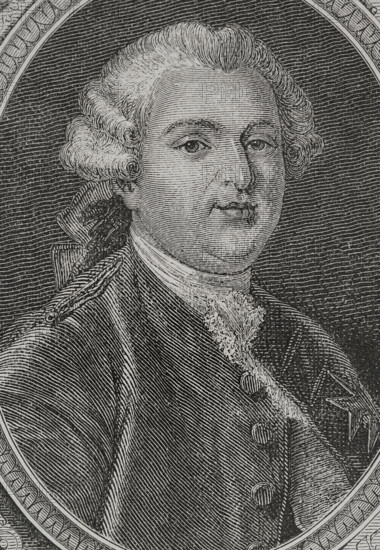 Louis Auguste Le Tonnelier de Breteuil (1730-1807), Baron de Breteuil. French diplomat and statesman. Portrait. Engraving by Pannemaker. ""History of the French Revolution"". Volume I, 1876.