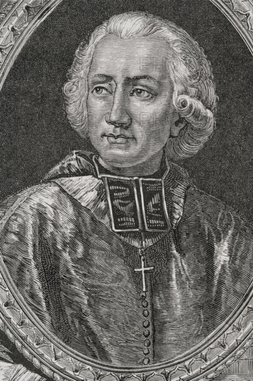 Antoine Leclerc de Juigne (Antoine-eleonor-Leon Leclerc de Juigne) (1728-1811). French prelate and politician. Bishop of Chalons. On 22 December 1781 he was appointed archbishop of Paris. Elected deputy for the clergy to the Estates General of 1789. Portrait. Engraving. Portrait. Engraving. ""History of the French Revolution"". Volume I, 1876.