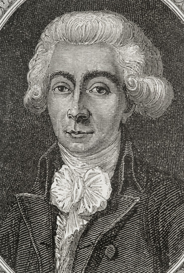 Louis-Michel Lepeletier (Louis-Michel Lepeletier de Saint-Fargeau) (1760-1793), Marquis of Saint-Fargeau. French jurist and politician. On 16 May 1789 he was elected deputy for the nobility of Paris to the Estates General of 1789. In the National Constituent Assembly, Lepeletier moved the abolition of the death penalty, the galley sentence and branding with a hot iron. He was appointed president of the Constituent Assembly on 21 June 1790. Portrait. Engraving. ""History of the French Revolution"". Volume I, 1876.