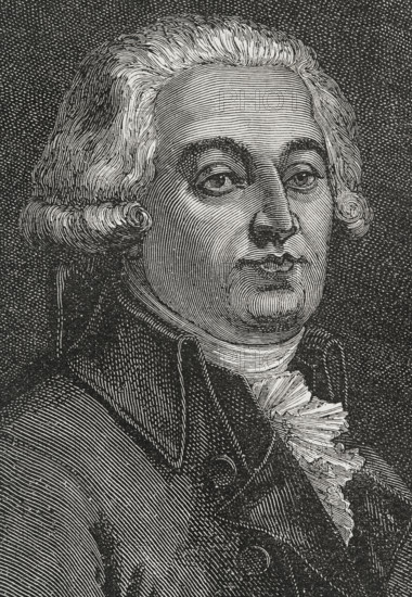 Jacques Antoine Marie de Cazales (1758-1805). French politician. Elected deputy for the nobility of Gaure, Verdun and Riviere-Verdun to the Estates General in 1789. In the National Constituent Assembly he belonged to the group of moderate royalists. Portrait. Engraving. ""History of the French Revolution"". Volume I, 1876.