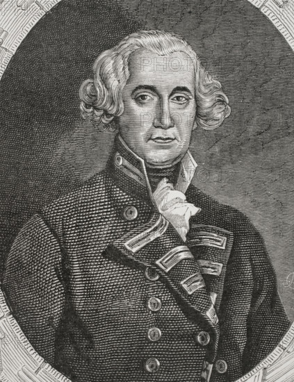 Richard Howe (1726-1799), 1st Earl of Howe. British naval officer who rose to the rank of Admiral of the Fleet. He took part in the American Revolutionary War and the French Revolutionary Wars. Portrait. Engraving. ""History of the French Revolution"". Volume I, part 2, 1879.
