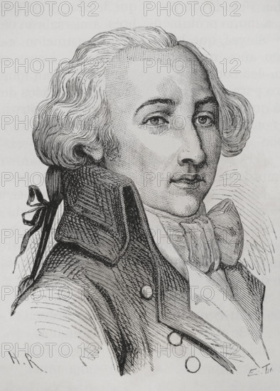 Pierre Dezoteux de Cormatin (1753-1812). French field marshal. He took part in the American Revolutionary War and the Chouannerie. Portrait. Engraving. ""History of the French Revolution"". Volume I, part 2, 1879.