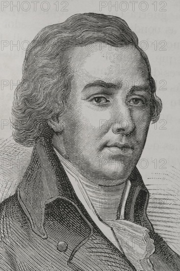 William Pitt ""the Younger"" (1759-1806). British politician and statesman. Prime Minister of Great Britain (19 December 1783-31 December 1800). Prime Minister of the United Kingdom (10 May 1804 to 23 January 1806). Portrait. Engraving. ""History of the French Revolution"". Volume I, part 2, 1879.