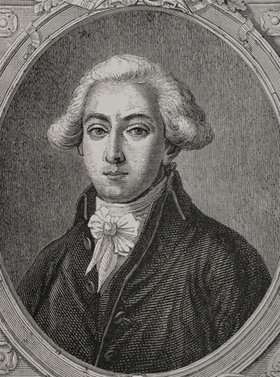 Francois-Antoine de Boissy d'Anglas (1756-1826). French writer and politician. Elected deputy of the Third Estate for the seneschalty of of Annonay to the Estates General in 1789 (25 March 1789 to 30 September 1791). Member of the National Convention (21 September 1792 to 26 October 1795). Member of the Council of Five Hundred (27 October 1795 to 4 September 1797). Portrait. Engraving. ""History of the French Revolution"". Volume I, part 2, 1879.