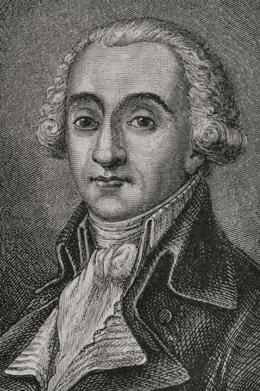 Bernard-Germain de Lacepede (Bernard Germain etienne de Laville-sur-Illon) (1756-1825), comte de Lacepede. French zoologist and politician. After the French Revolution, he was elected member of the legislative assembly (1791-1792). Portrait. Engraving by Pannemaker. ""History of the French Revolution"". Volume I, part 2, 1879.