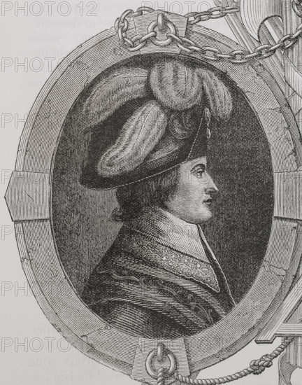 Lazare Carnot (Lazare Nicolas Marguerite Carnot) (1753-1823). French politician, mathematician and general. Portrait. Drawing by Jean Baptiste Lienard. Engraving by Pannemaker. ""History of the French Revolution"". Volume I, part 2, 1879.