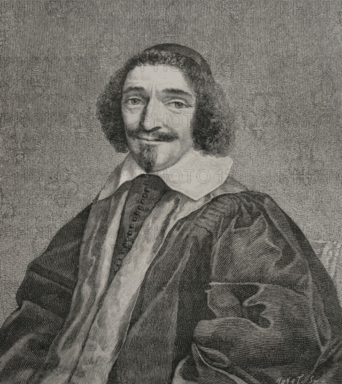 Pierre Seguier (1588-1672). Chancellor of France from 1635. Member of the French Academy. Portrait. Engraving by Huyot after Claude Mellan (1598-1688), 1639. XVIIme siecle: lettres, sciences et arts, France 1590-1700 (17th century: letters, sciences and arts), by Paul Lacroix. Published in Paris by Librairie de Firmin-Didot et Cie, 1882.