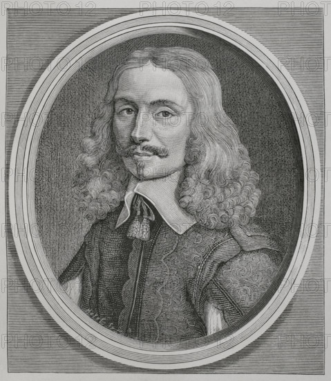 Vincent Voiture (1598-1648). French poet and prose writer. He was one of the first members of the French Academy (Academie Francaise). Portrait. Engraving by Huyot after Etienne-Jehandier Desrochers (1668-1741). XVIIme siecle: lettres, sciences et arts, France 1590-1700 (17th century: letters, sciences and arts), by Paul Lacroix. Published in Paris by Librairie de Firmin-Didot et Cie, 1882.