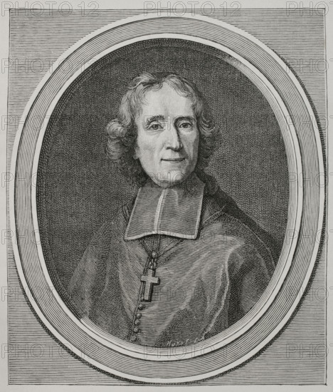 Francois Fenelon (Francois de Salignac de La Mothe-Fenelon) (1651-1715). French prelate, theologian and writer. Archbishop of Cambrai in 1695. He was tutor to Louis, Dauphin of France (1682-1712), Duke of Burgundy. Portrait. Engraving by Huyot after a painting by Joseph Vivien (1657-1735), engraved by Benoît Audran (1661-1721), 1714. XVIIme siecle: lettres, sciences et arts, France 1590-1700 (17th century: letters, sciences and arts), by Paul Lacroix. Published in Paris by Librairie de Firmin-Didot et Cie, 1882.