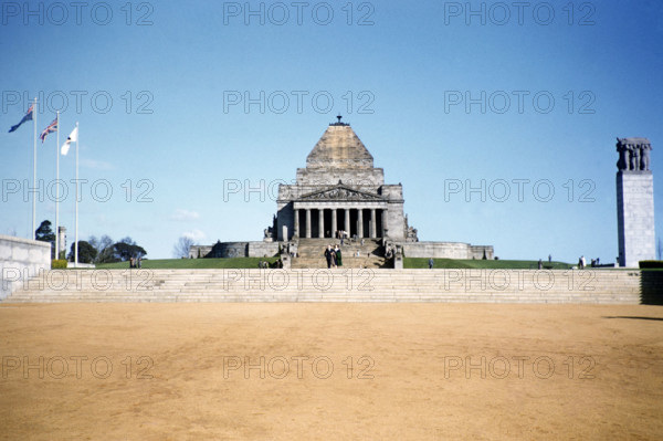 Shrine of Remembrance war memorial monument, Melbourne, Victoria, Australia, 1956.