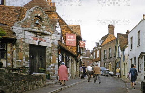 The Old Bell pub, Ye Olde Bell Inn, Star Brewery, The Mint street,  Rye, Kent, England, UK early 1960s.