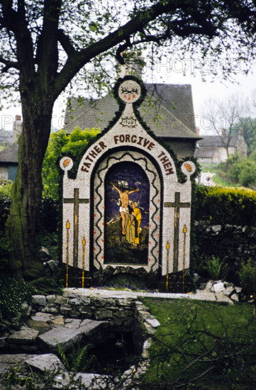 Well dressing, Tissington, Peak District, Derbyshire, England, UK 1962.