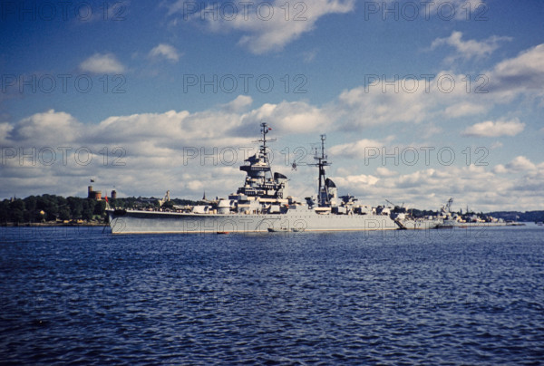 Russian navy destroyer warship in harbour, Stockholm, Sweden 1958.