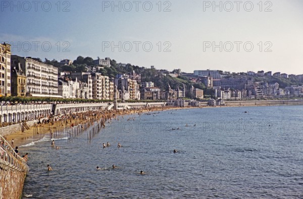 Beach and seafront at San Sebastian, Donostia‚ San Sebastian, northern Spain 1959.