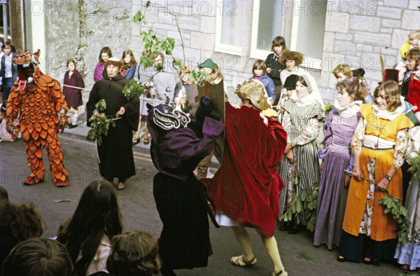 Flora Day, Hal-al-Tow ceremony, Helston, Cornwall, England, UK 1973.