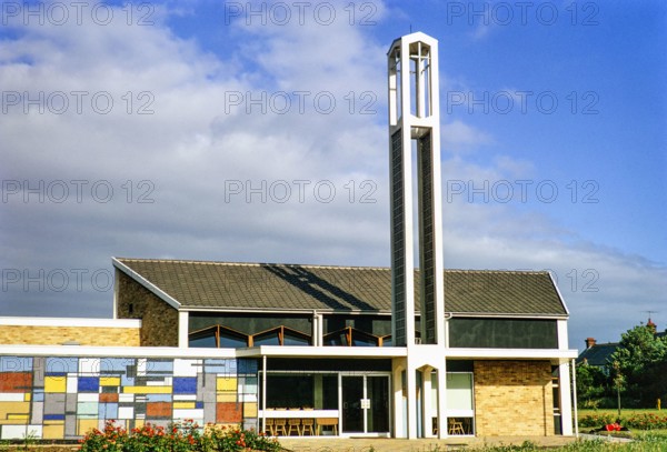 Modern architecture of Methodist church, St Andrew's, Sheringham, Norfolk, England,UK July 1970.