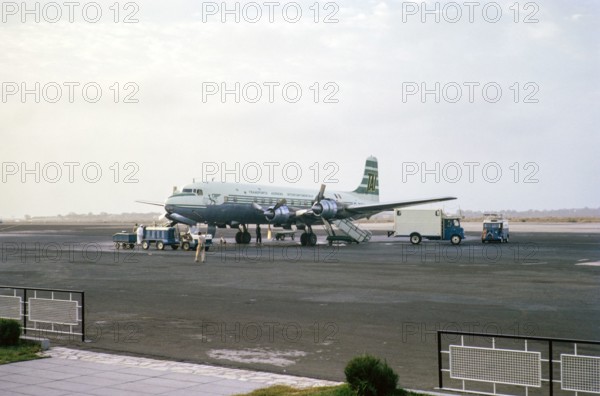 Douglas DC-6 aeroplane TAI Airlines, Transports Aériens Intercontinentaux, Freetown, Sierra Leone, west Africa 1963.