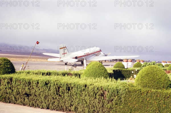 Iberia airlines Douglas DC3  plane EC-ADR, Tenerife, Canary Islands, Spain 1963.