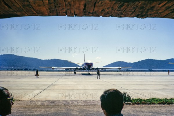 De Haviland Comet aircraft at airport, Ibiza, Balearic Islands, Spain 1967.