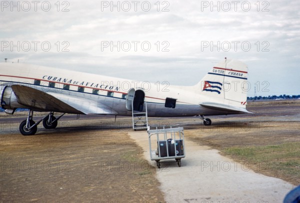 Cubana de Aviacion aircraft CU-T172, Douglas DC-3A plane, c 1960 subsequently destroyed on 15 April 1961 by a United States air raid at the beginning of the Bay of Pigs Invasion.