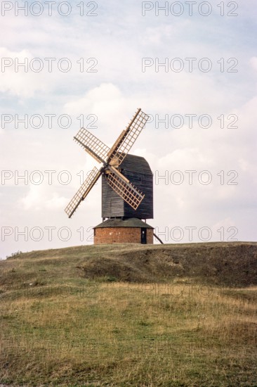 Postmill windmill built 1680s, Brill windmill, Brill, Buckinghamshire, England, Uk 1975.