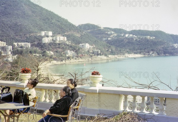 View of bay from Repulse Bay Hotel garden terrace, Repulse Bay, Hong Kong, Asia 1964.