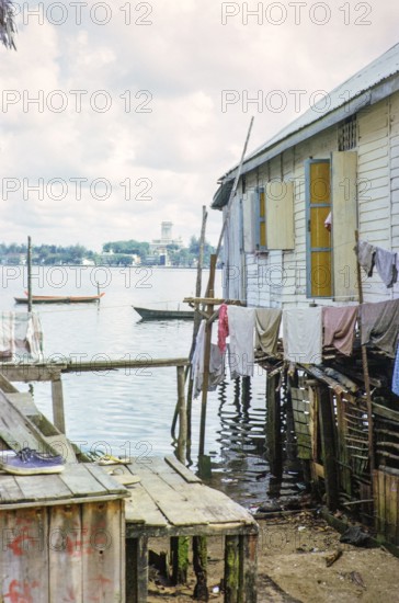 Village Kampong Lorong Fatimah near the Causeway between Singapore and Johor Bahru, Malaysia, Southeast Asia 1964.