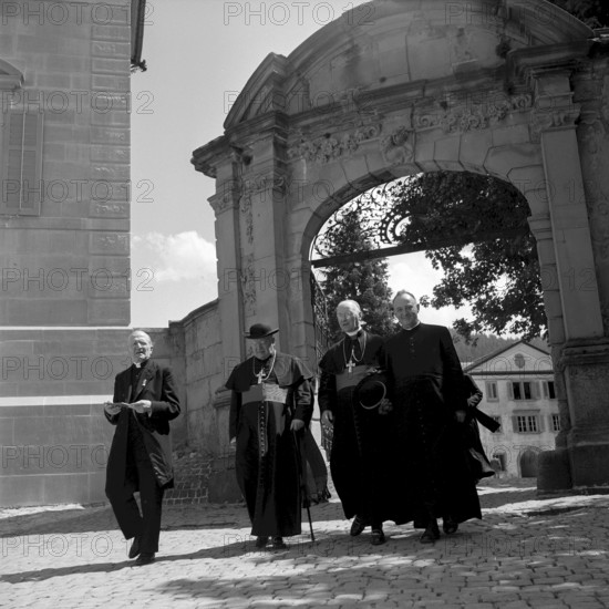 Conference of the peace movement Pax Christi with the cardinal of Paris, Eugene Feltin, in Einsiedeln  1954
