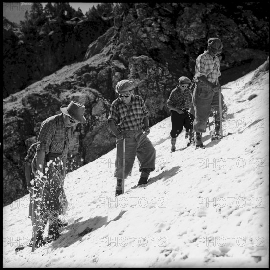 Training of Indian mountain climbers at the Rosenlaui glacier, 1954