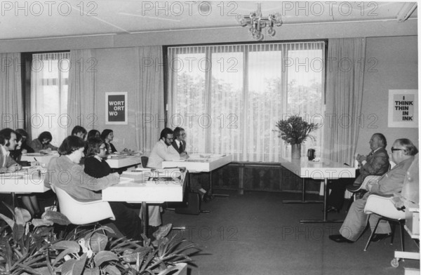 Former member of federal council as a guest of Werner at Ringier's journalist school, 1974