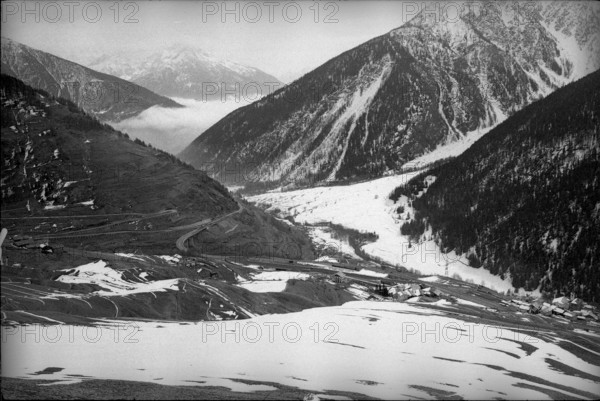 Opening of Great Sankt Bernhard tunnel at the southern entrance, Aosta, 1964