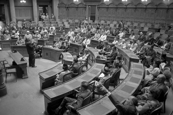 Swiss expatriate visiting the Federal Parliament Building 1964