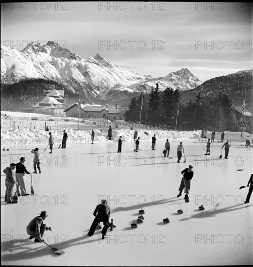 Curling in St. Moritz, 1950
