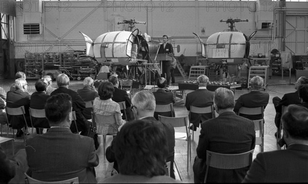 Production and handing over of military helicopter Alouette II, Switzerland 1972