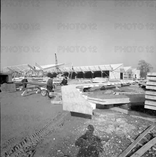 Warehouse customs in Geneva, Building Site, construction work 1961