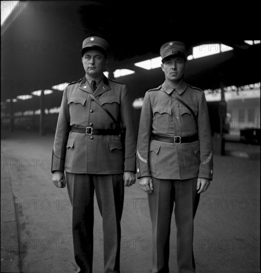 Basle, two frontier-guards wearing the new uniform 1947