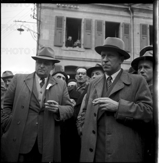 Farmers protest against penalisation of participants to the Milk Strike in the French speaking part of Switzerland 1951