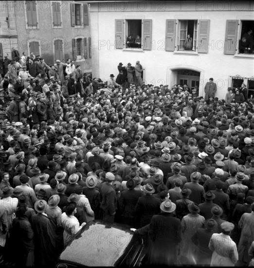 Farmers protest against penalisation of participants to the Milk Strike in the French speaking part of Switzerland 1951